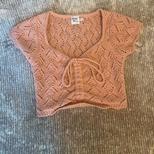 Angels Lace Knit Blouse in Soft Pink